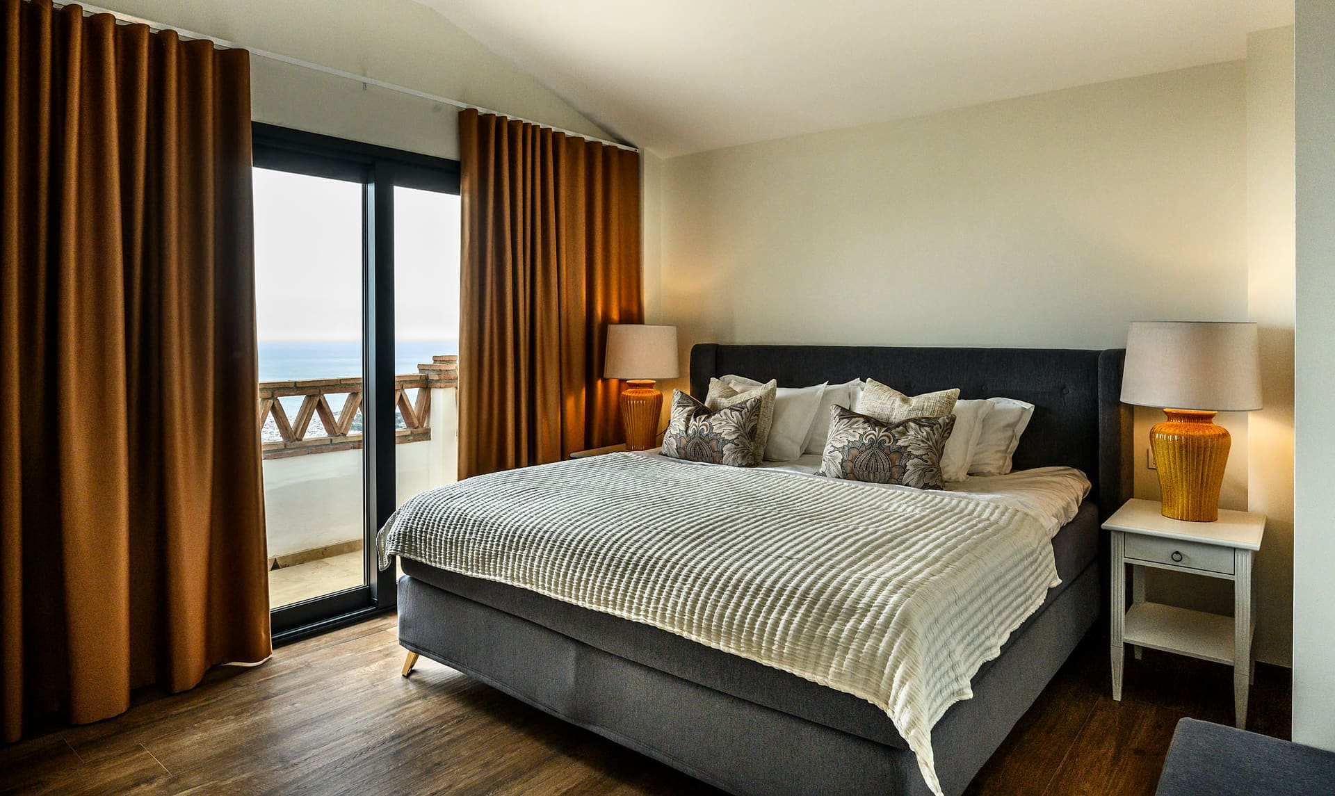 A second bedroom at Villa Naranja, calm and uncluttered.
