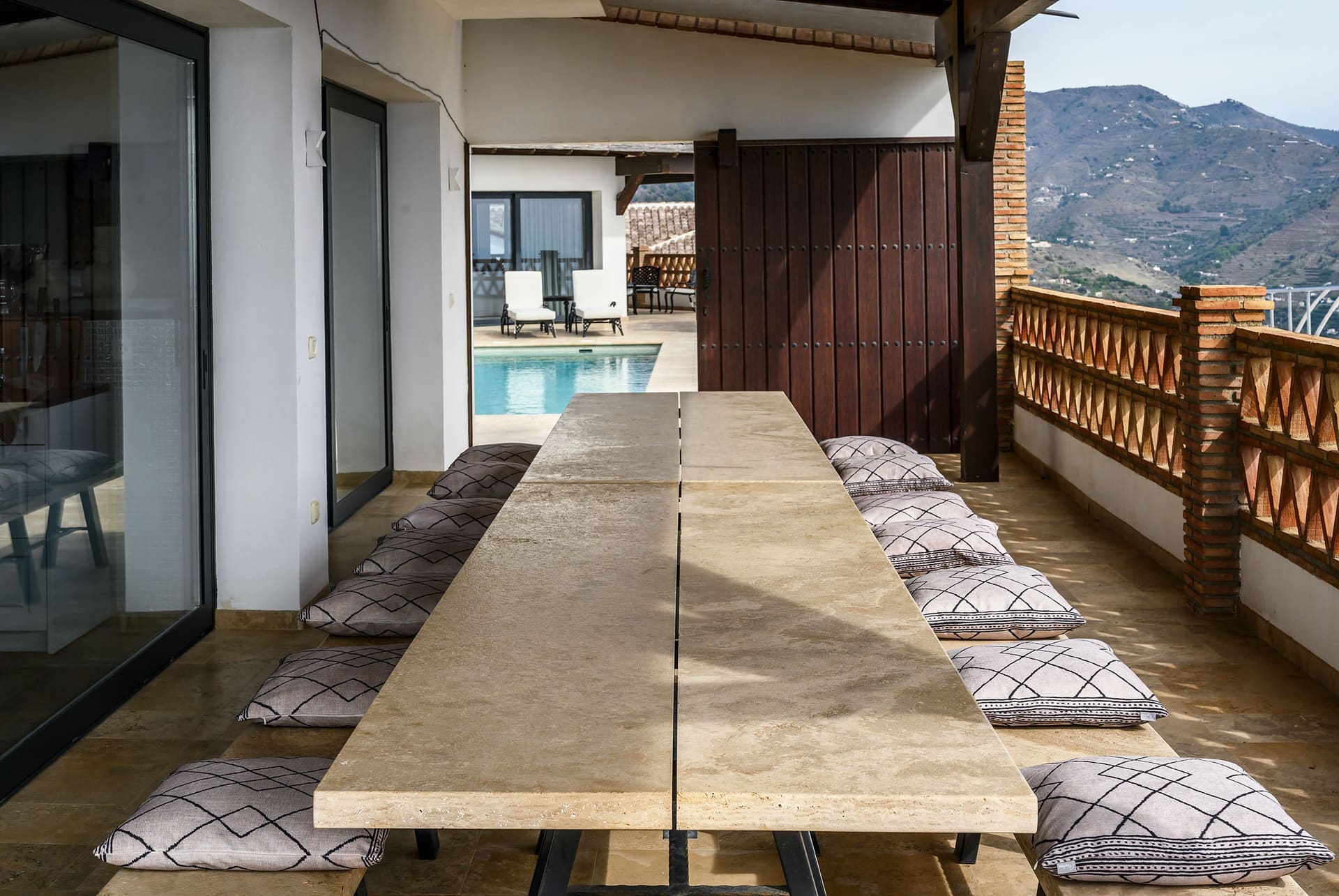 The dining table at Villa Naranja, set for a meal.